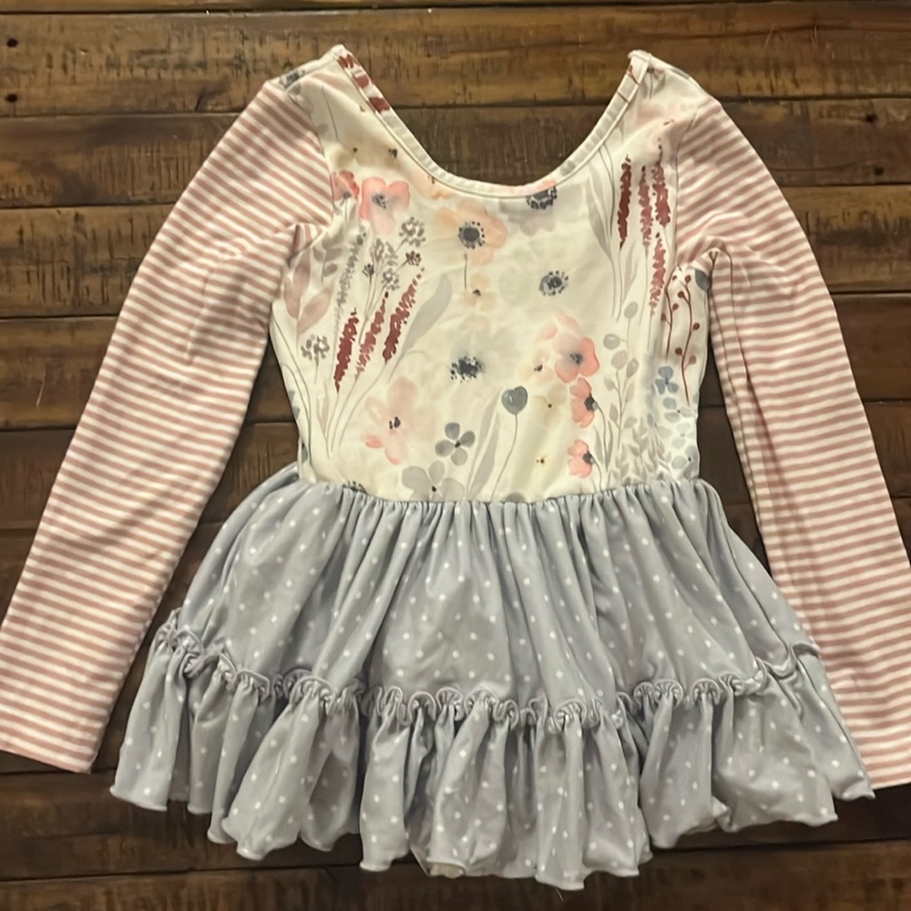 Cheeky Plum Winter Stripe Skirted Leotard